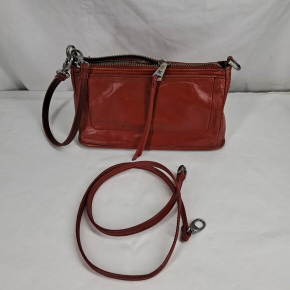 HOBO International Cadence Red Orange Leather Wristlet Demi Crossbody Purse Bag - Picture 10 of 15